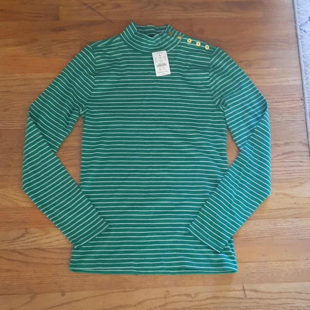 NWT J Crew striped mockneck top - Picture 1 of 5